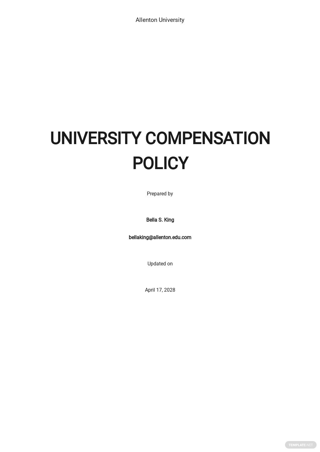 simplefree university compensation policy template