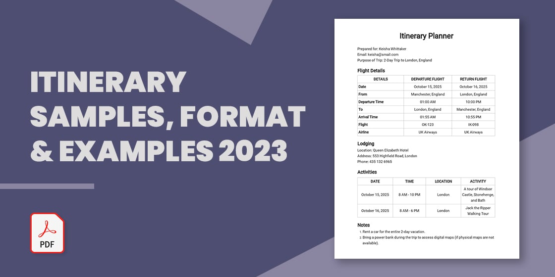 50+ Itinerary Samples, Format & Examples 2023
