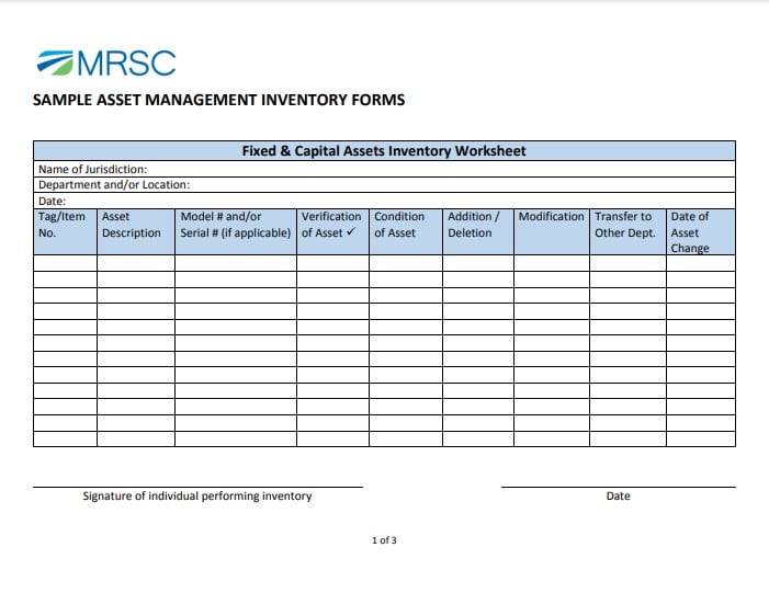 asset management inventory example