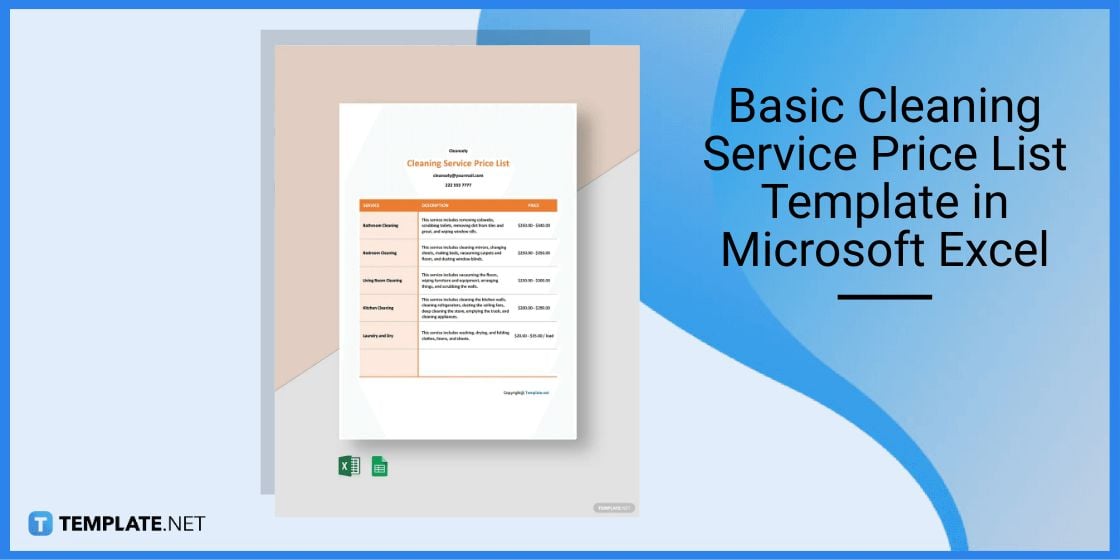 basic cleaning service price list template in microsoft excel