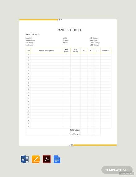 blank panel schedule template