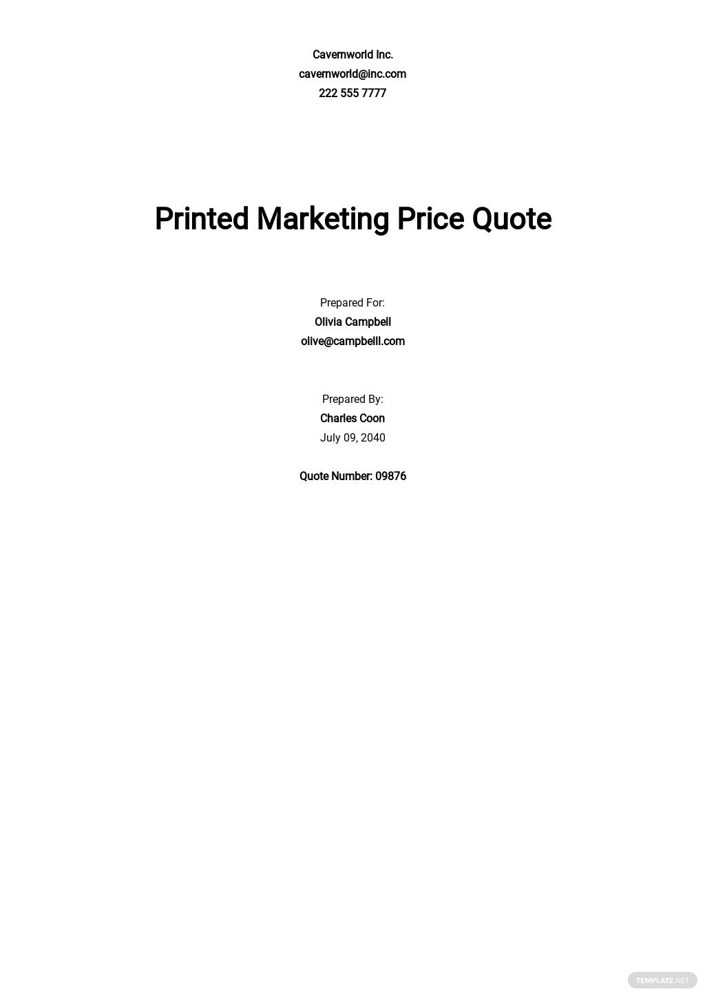 business price quotation template
