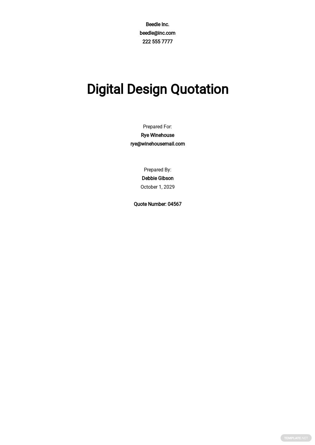 business quotation sample template