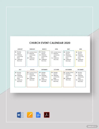 church event calendar template