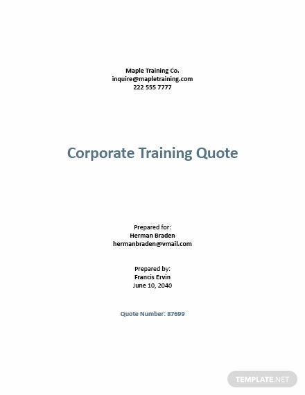 corporate training quotation sample
