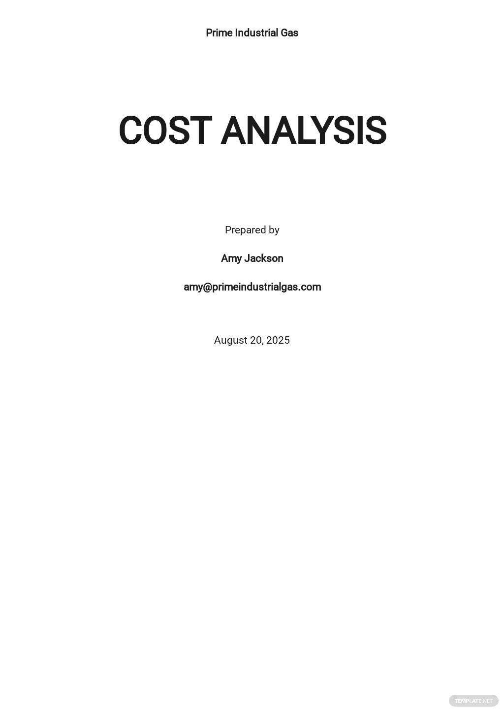 cost analysis template