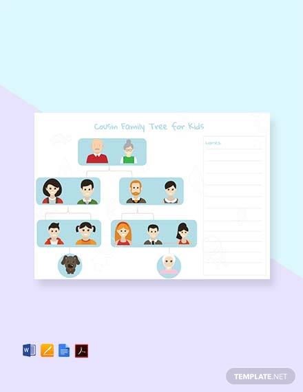 cousin family tree template for kid s