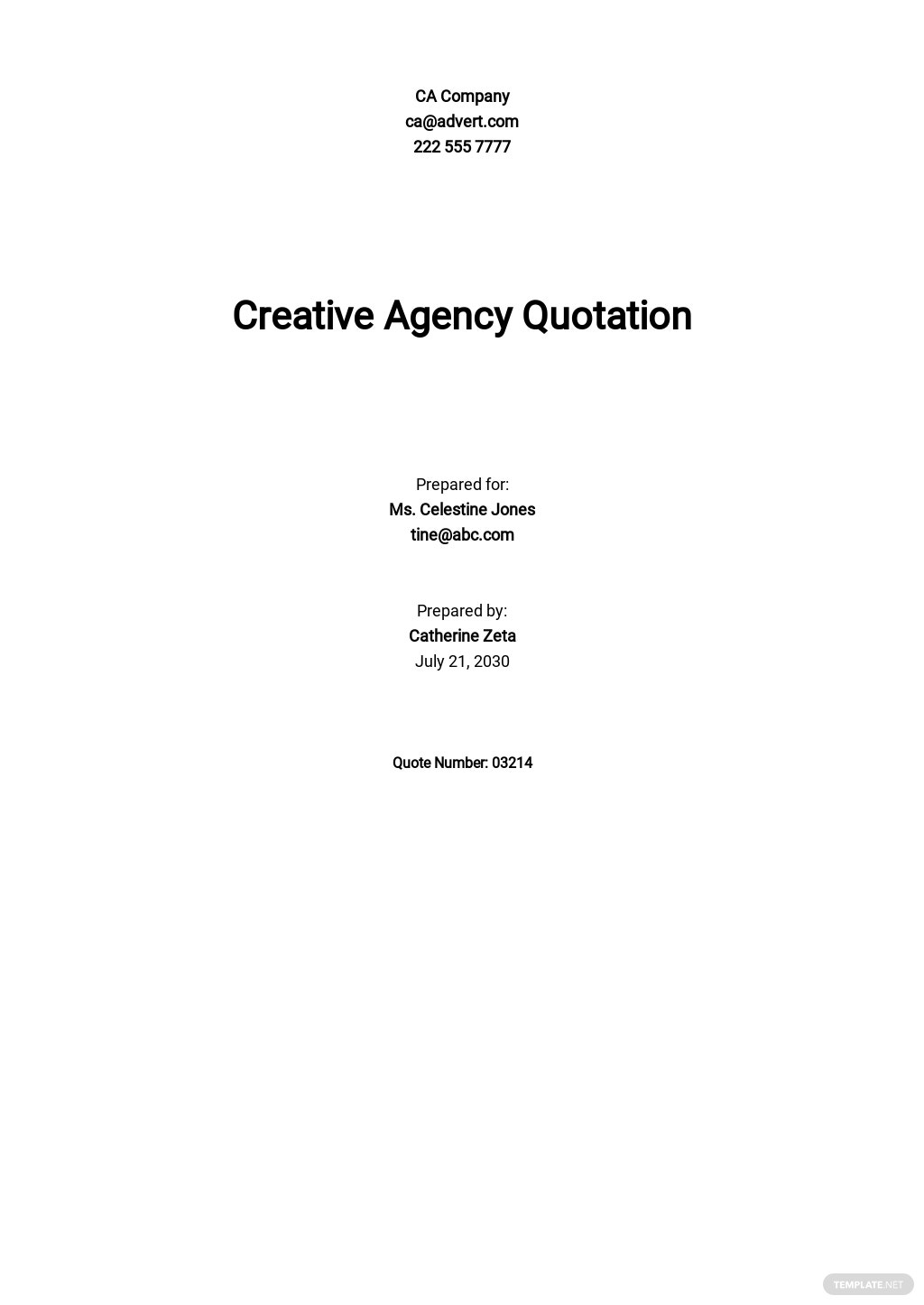creative agency quotation template