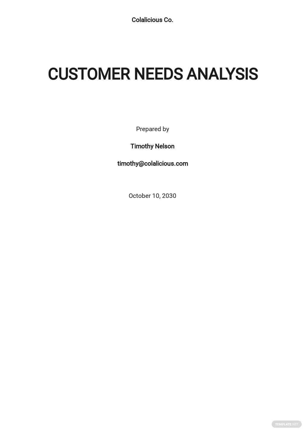 customer needs analysis template