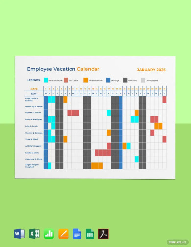 employee vacation calendar templates
