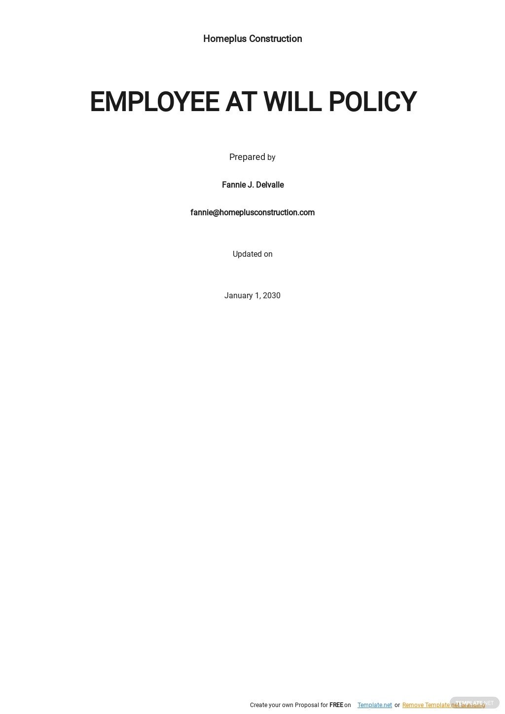 employment at will policy template