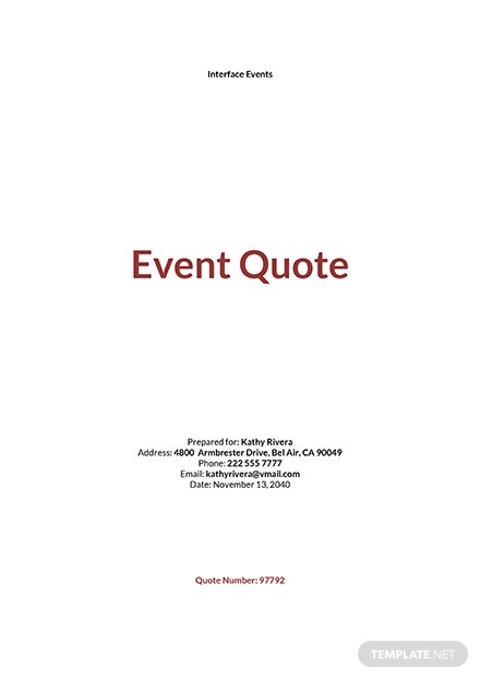 event quotation template
