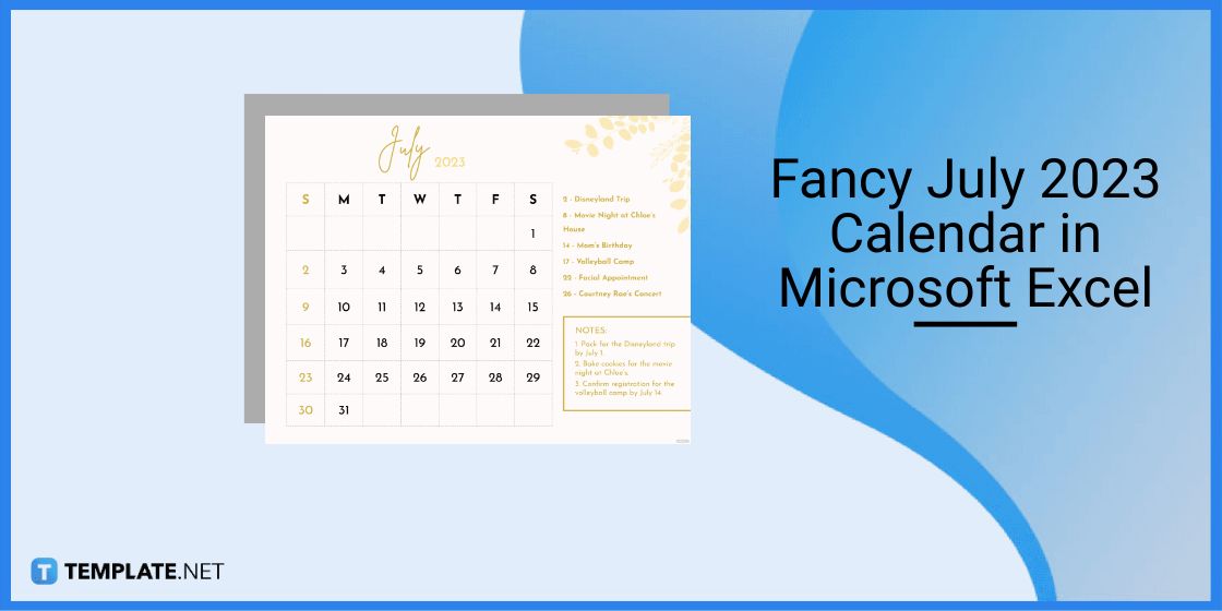 fancy july 2023 calendar in microsoft excel