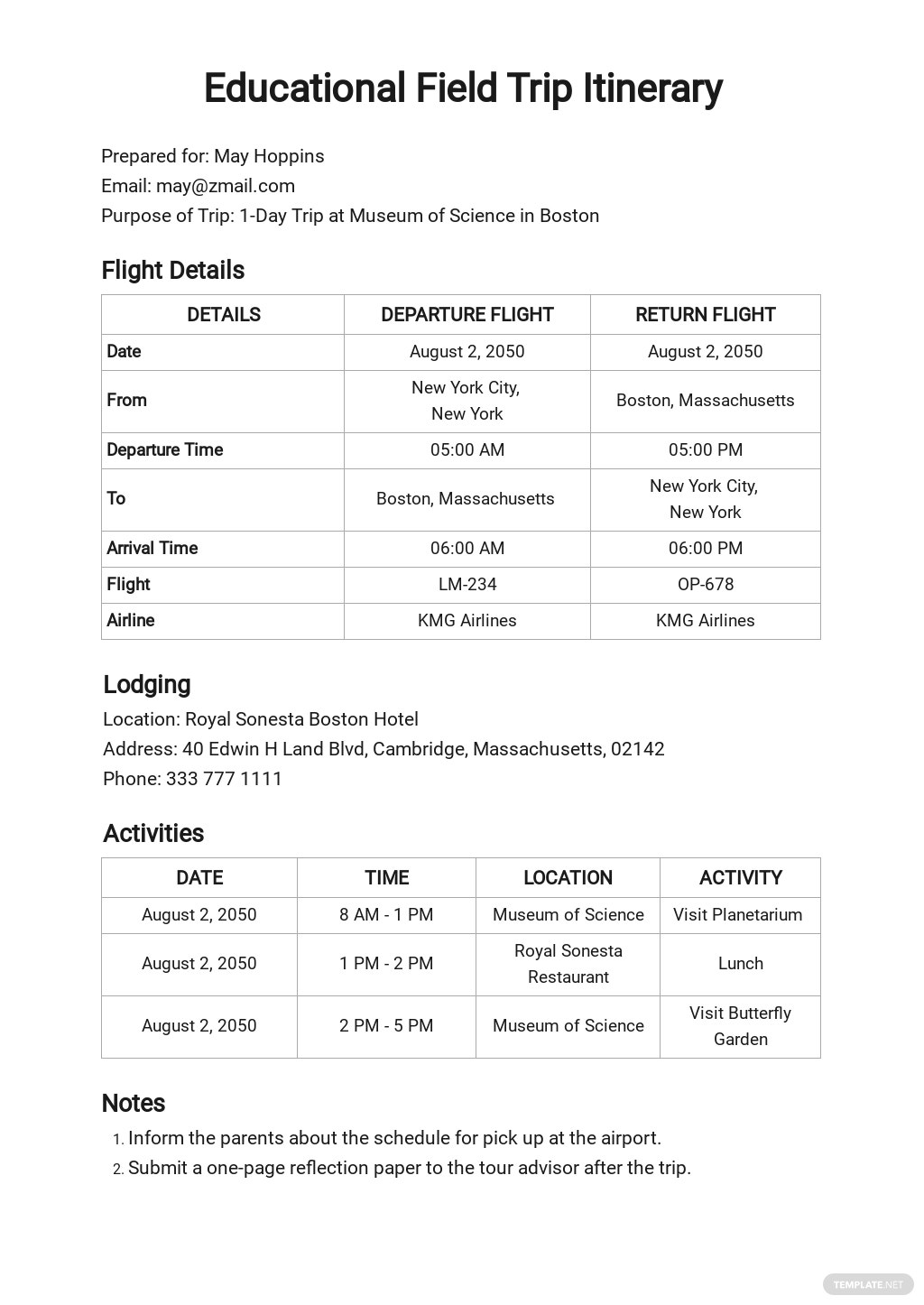 50 Itinerary Samples Format Examples 2023