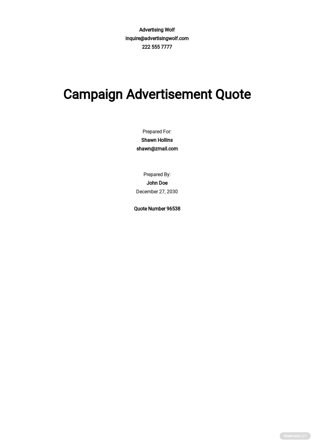free advertising services quotation template