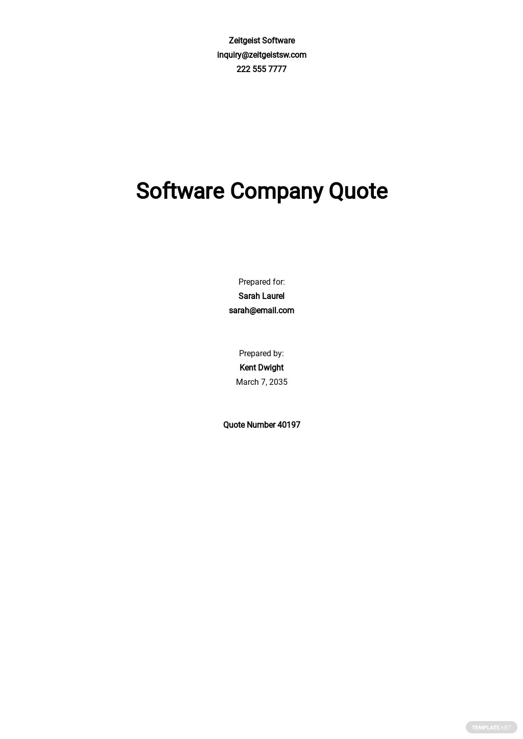 free blank software company quotation template