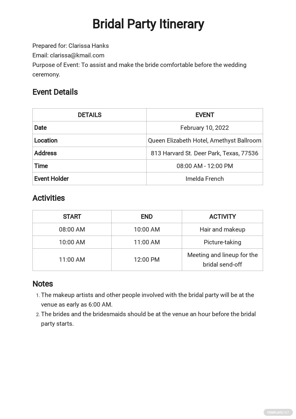 free-bridal-party-itinerary-template