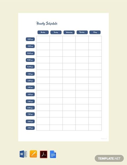 free hourly schedule template