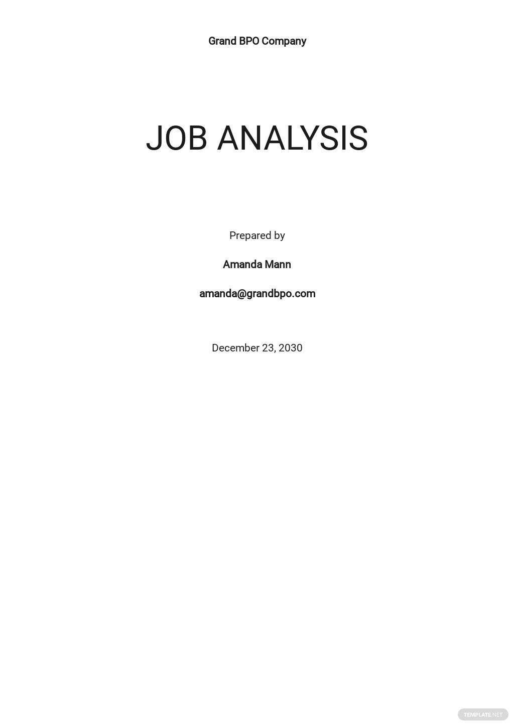 free job analysis template