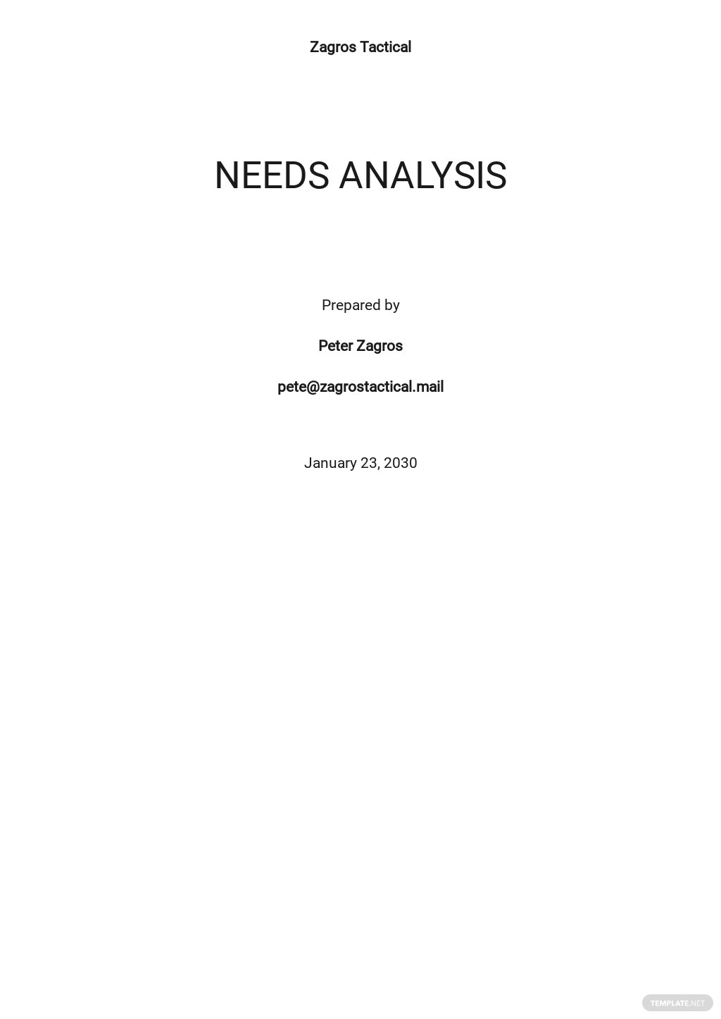 free need analysis template