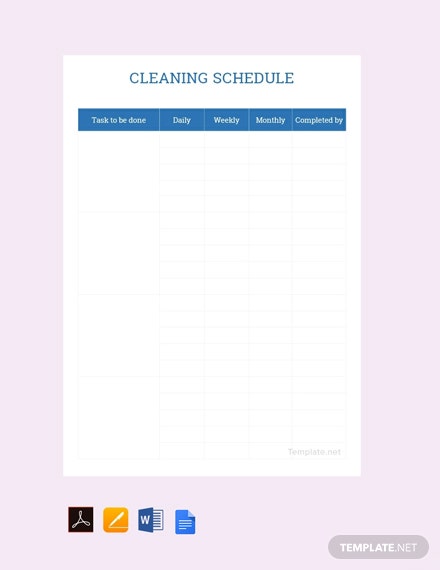 free sample cleaning schedule template