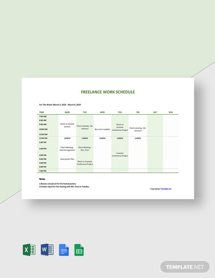 free sample freelance schedule template