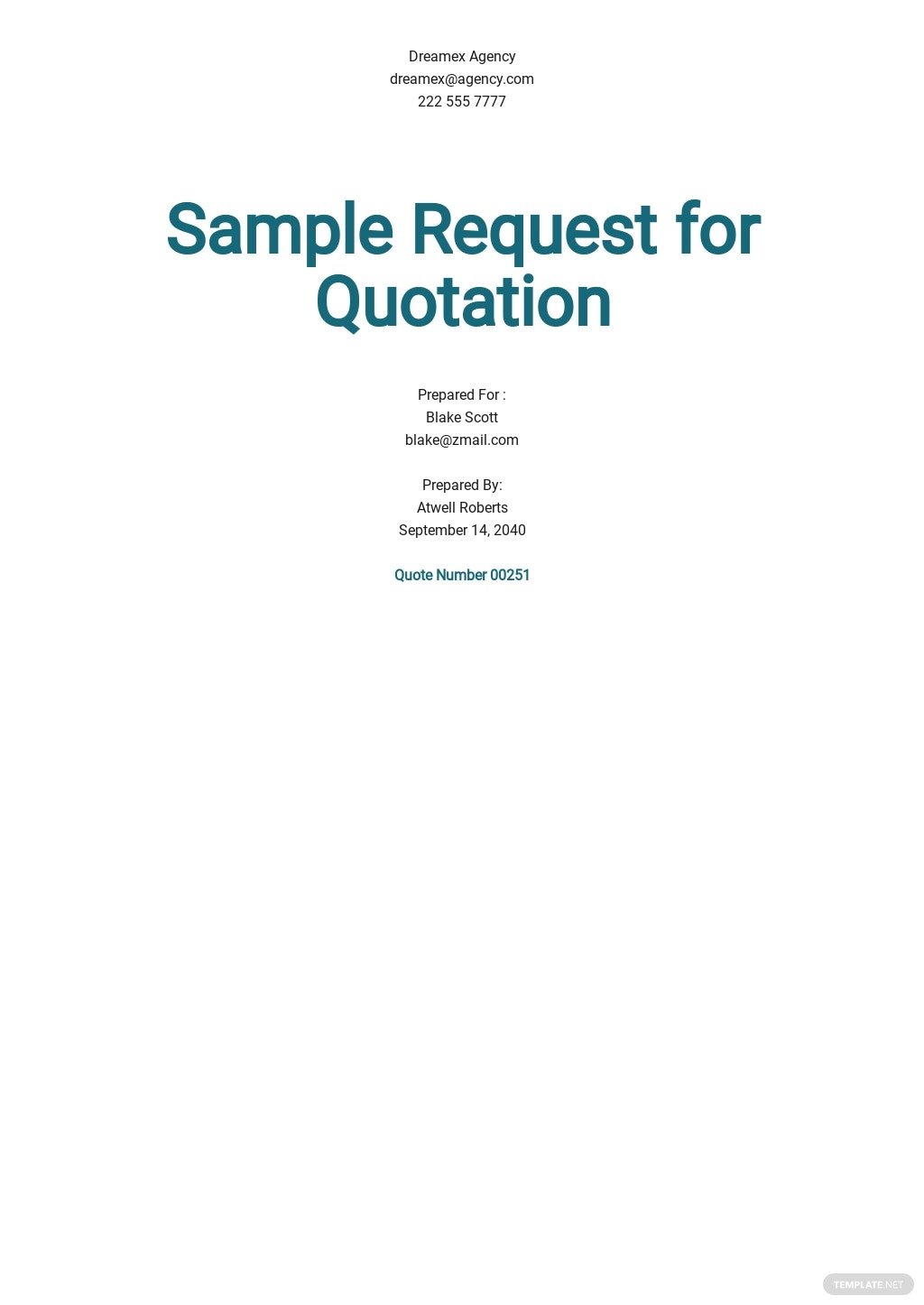 free sample request for quotation template