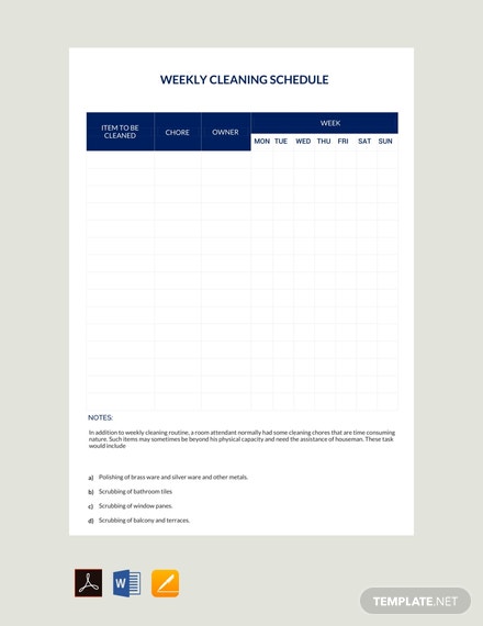 free weekly cleaning schedule template 440x570