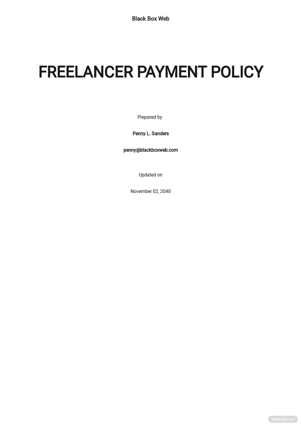 freelancer payment policy template