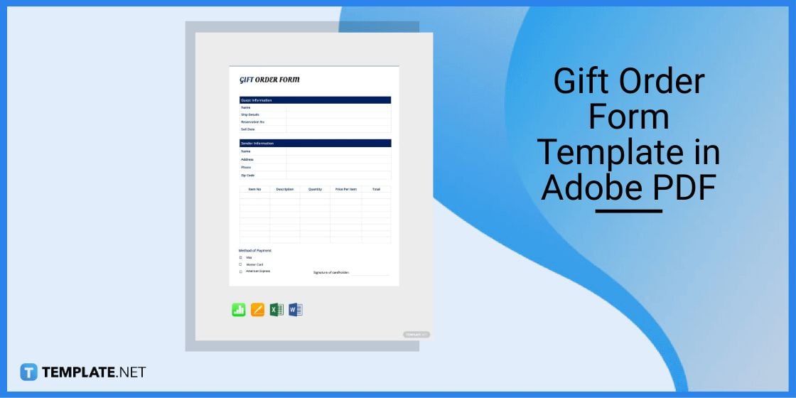 gift order form template in adobe pdf
