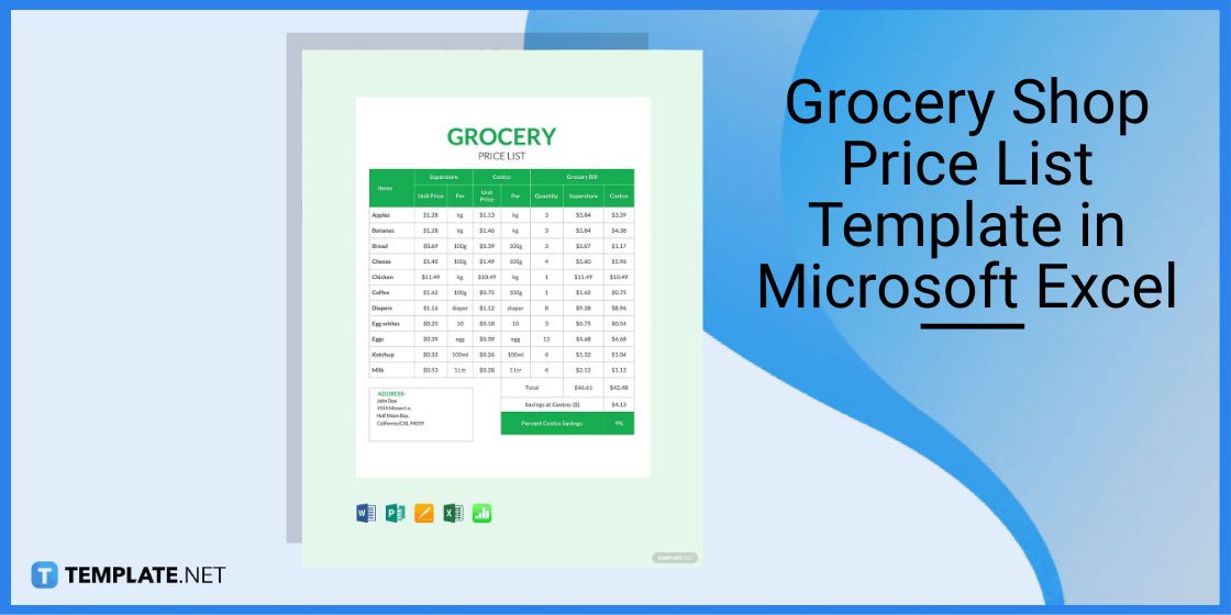 grocery shop price list template in microsoft excel