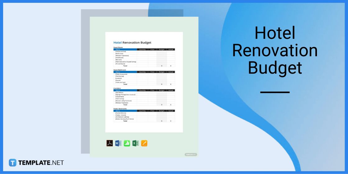 hotel renovation budget template in microsoft excel
