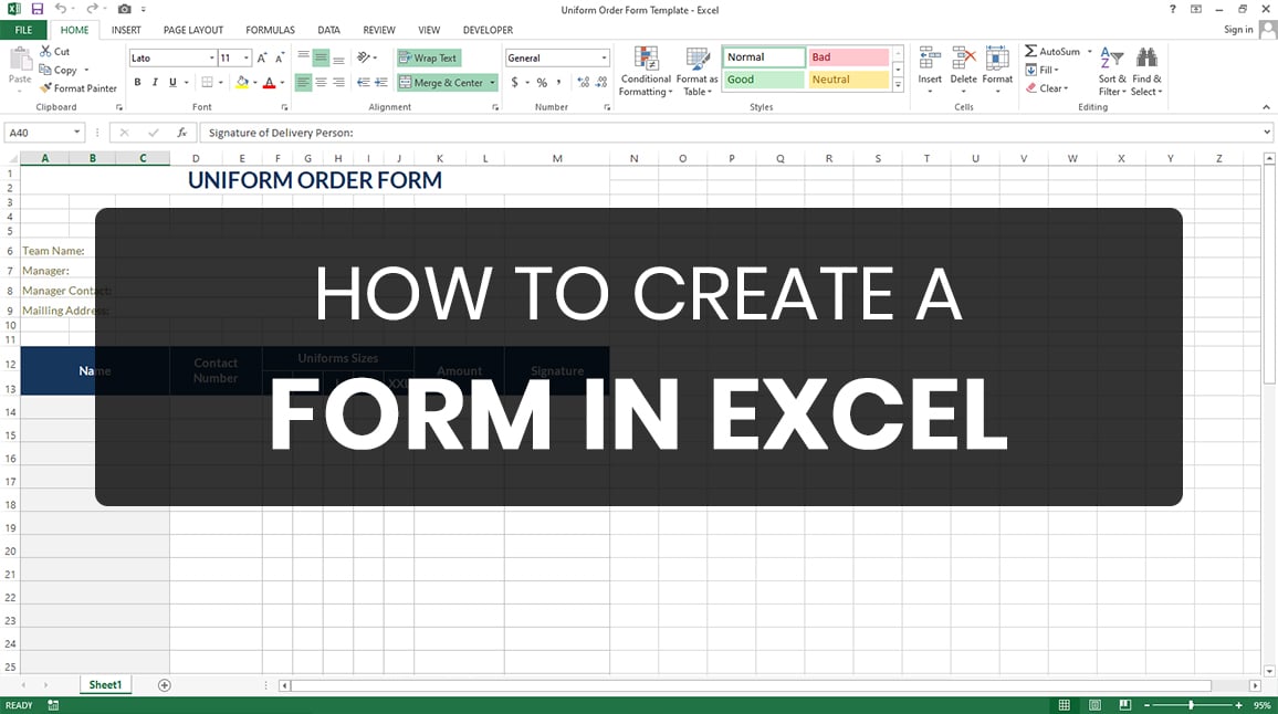 How To Create A Form In Excel