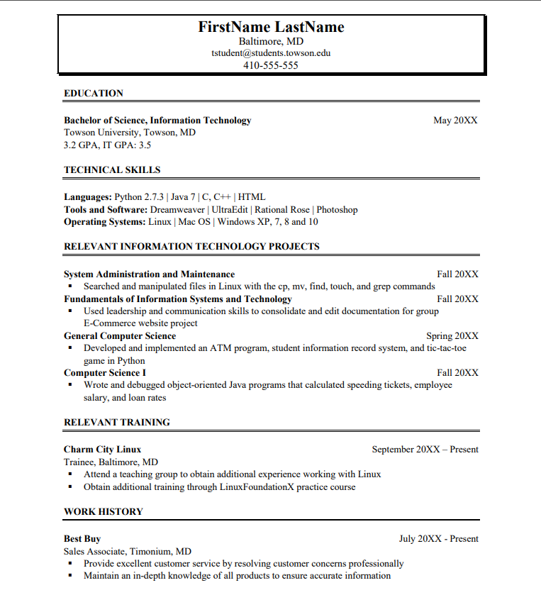 it resume example