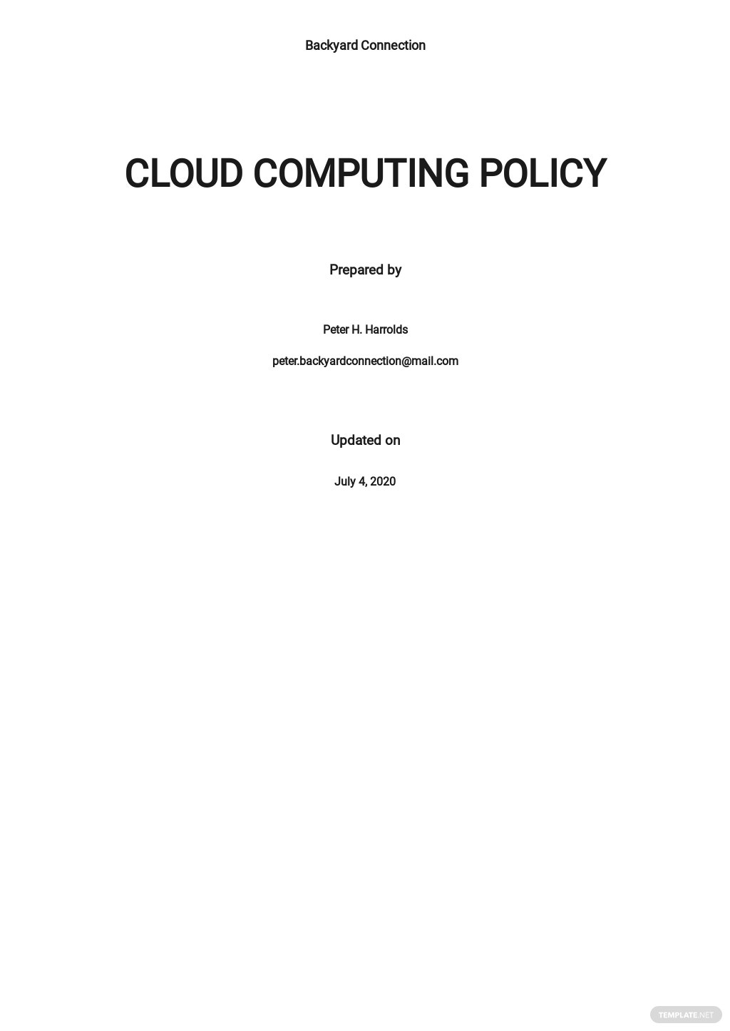 itcloud computing policy template