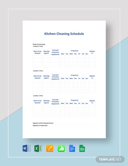 kitchen cleaning schedule