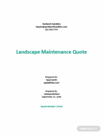 landscape maintenance quote template