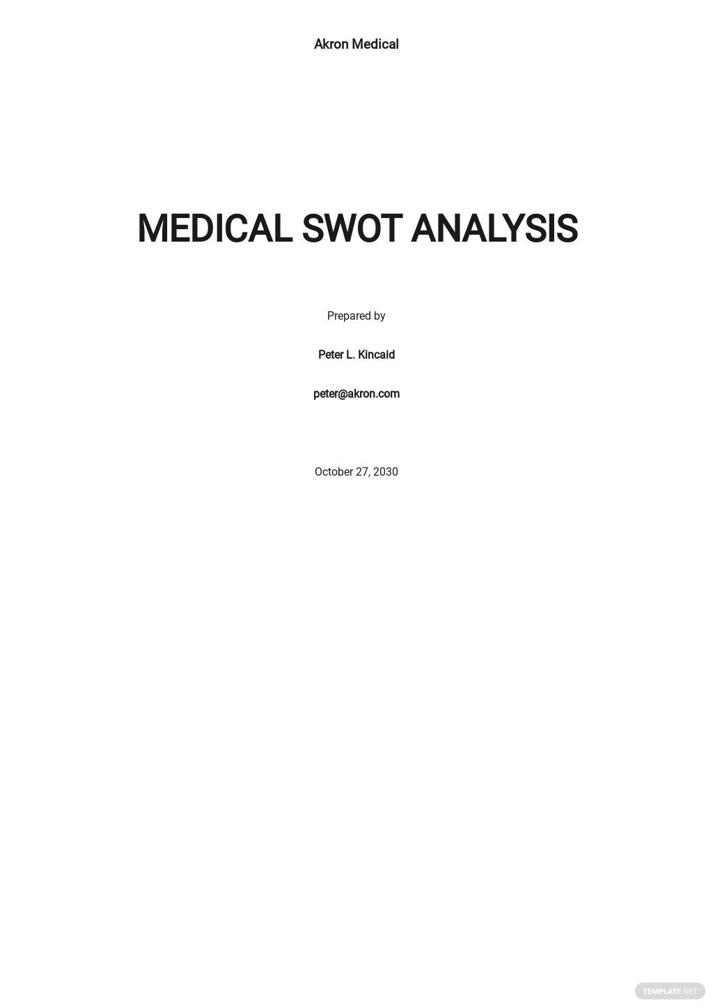 medical swot analysis template