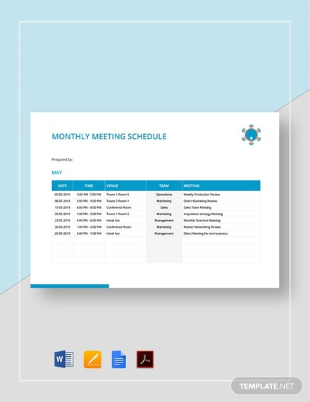monthly meeting schedule