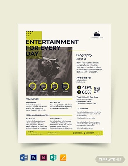 one page media kit template