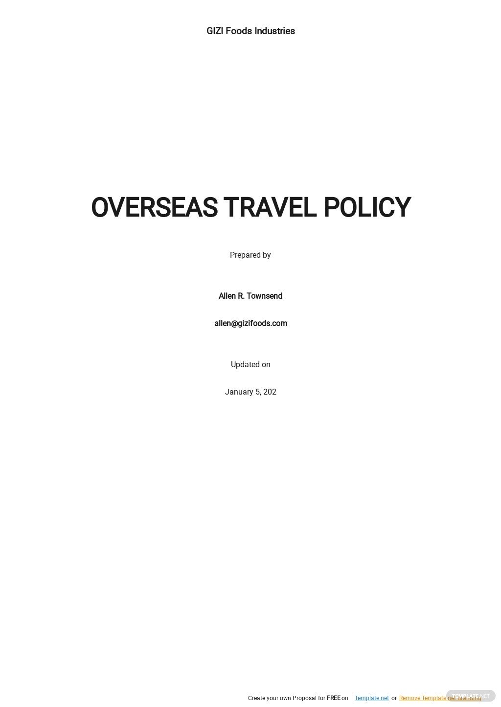 overseas travel policy template