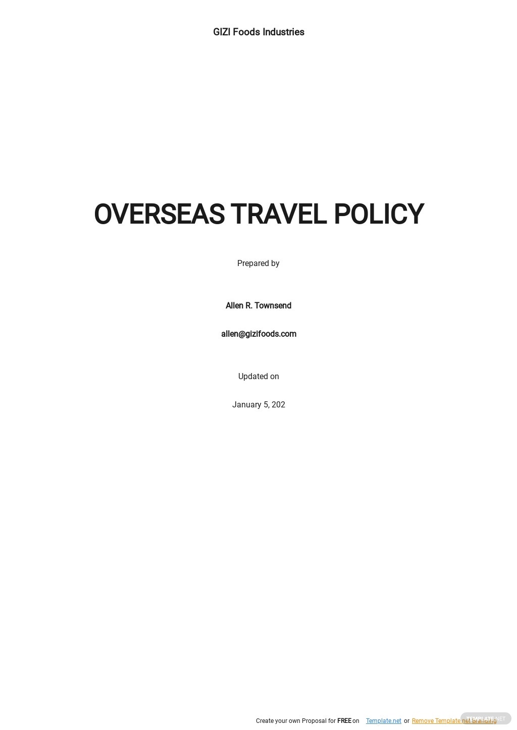 overseas travel policy and procedure