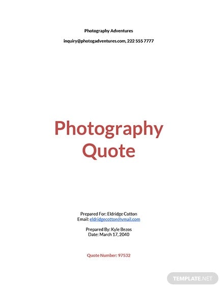 photography quotation sample