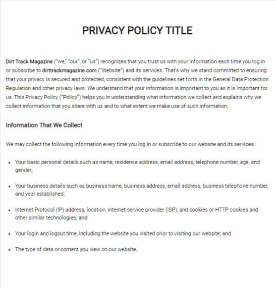 privacy policy t