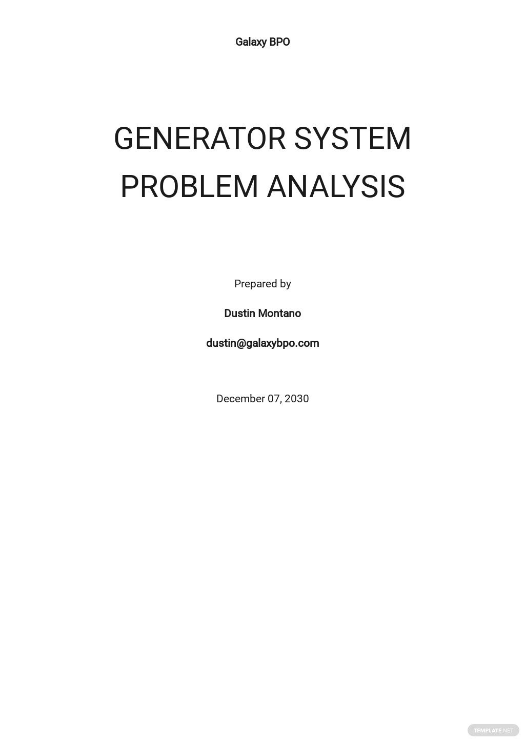 problem analysis template