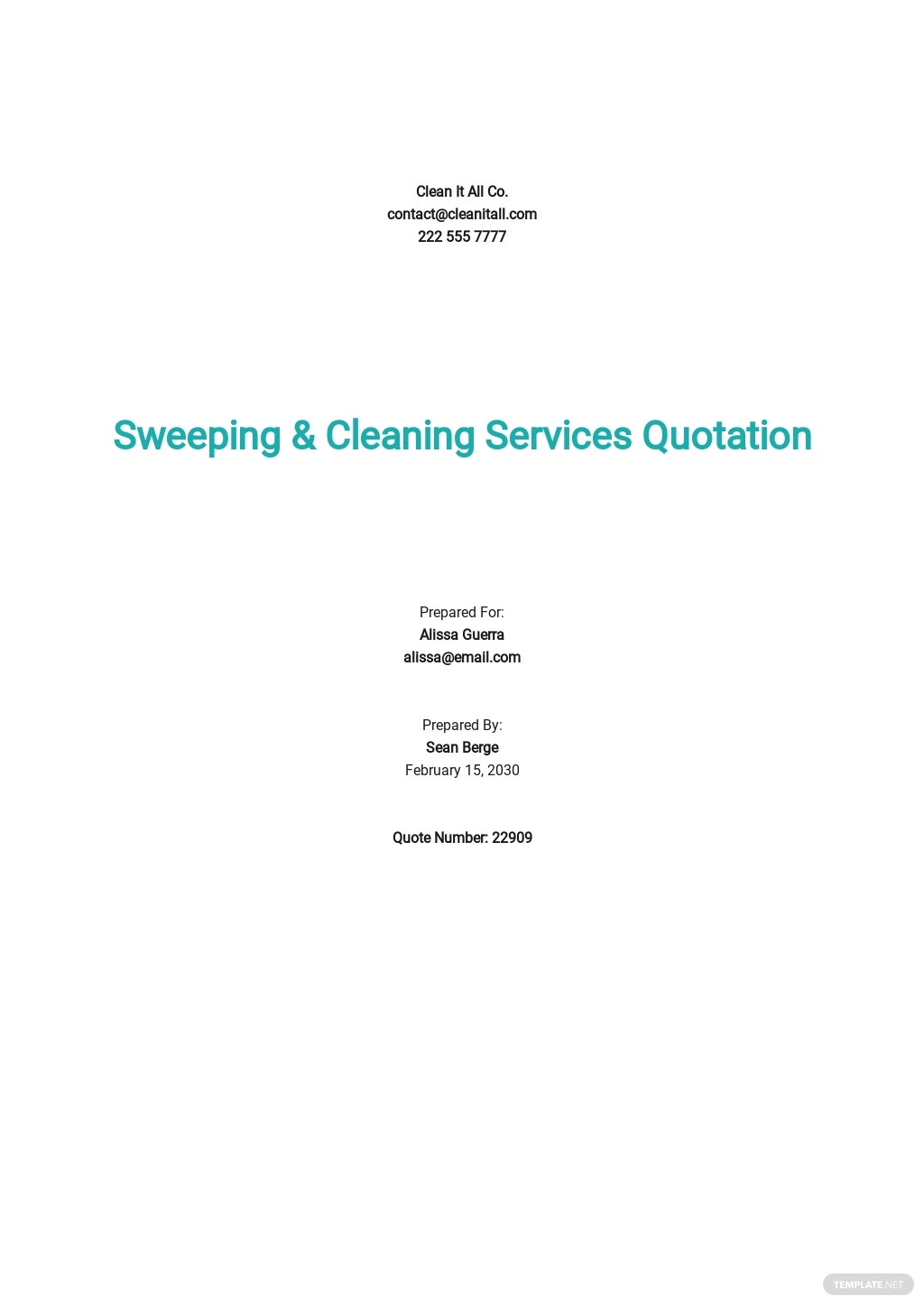 quotation for sweeping cleaning services template