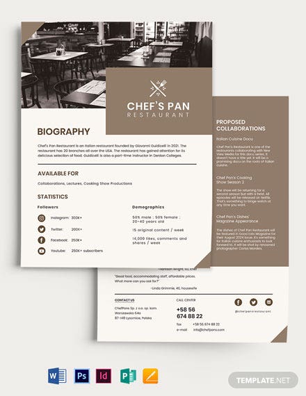 restaurant media kit template