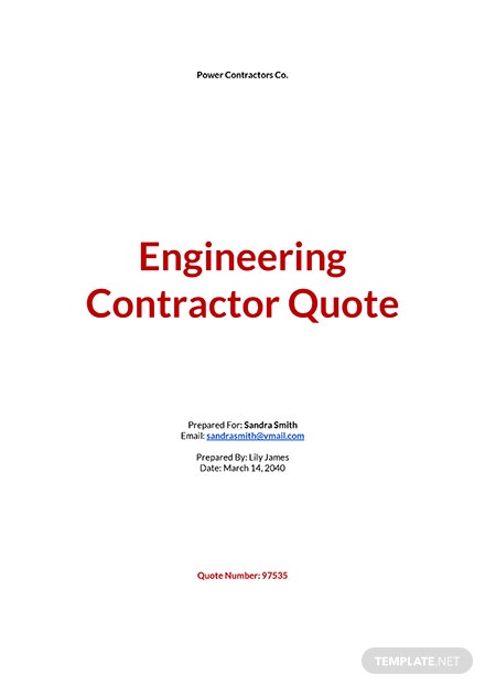 sample contractor quotation