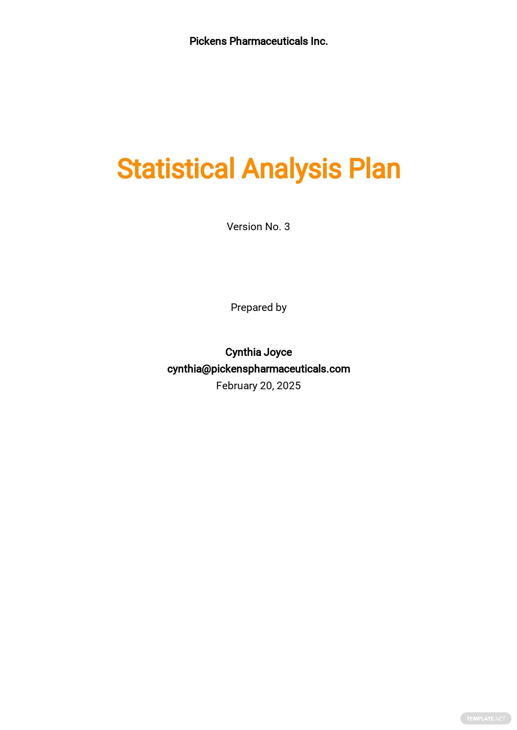 statistical analysis plan template