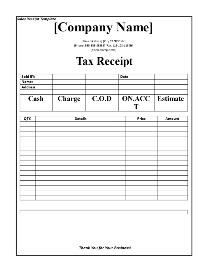 tax receipt example